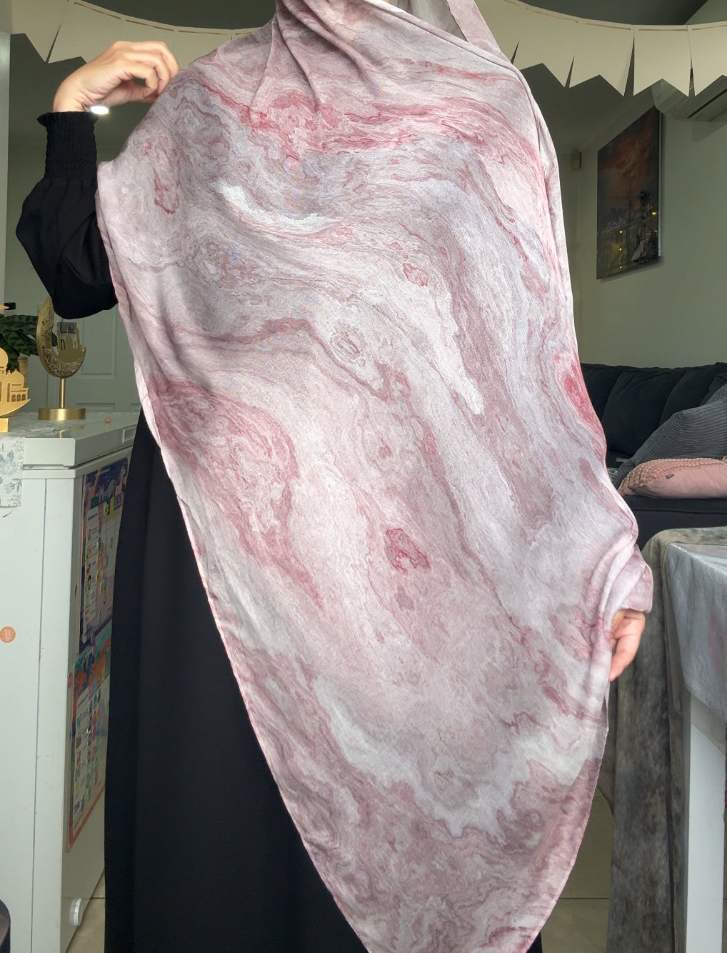 Luxe Print Modal Hijab - Quartzite Magenta