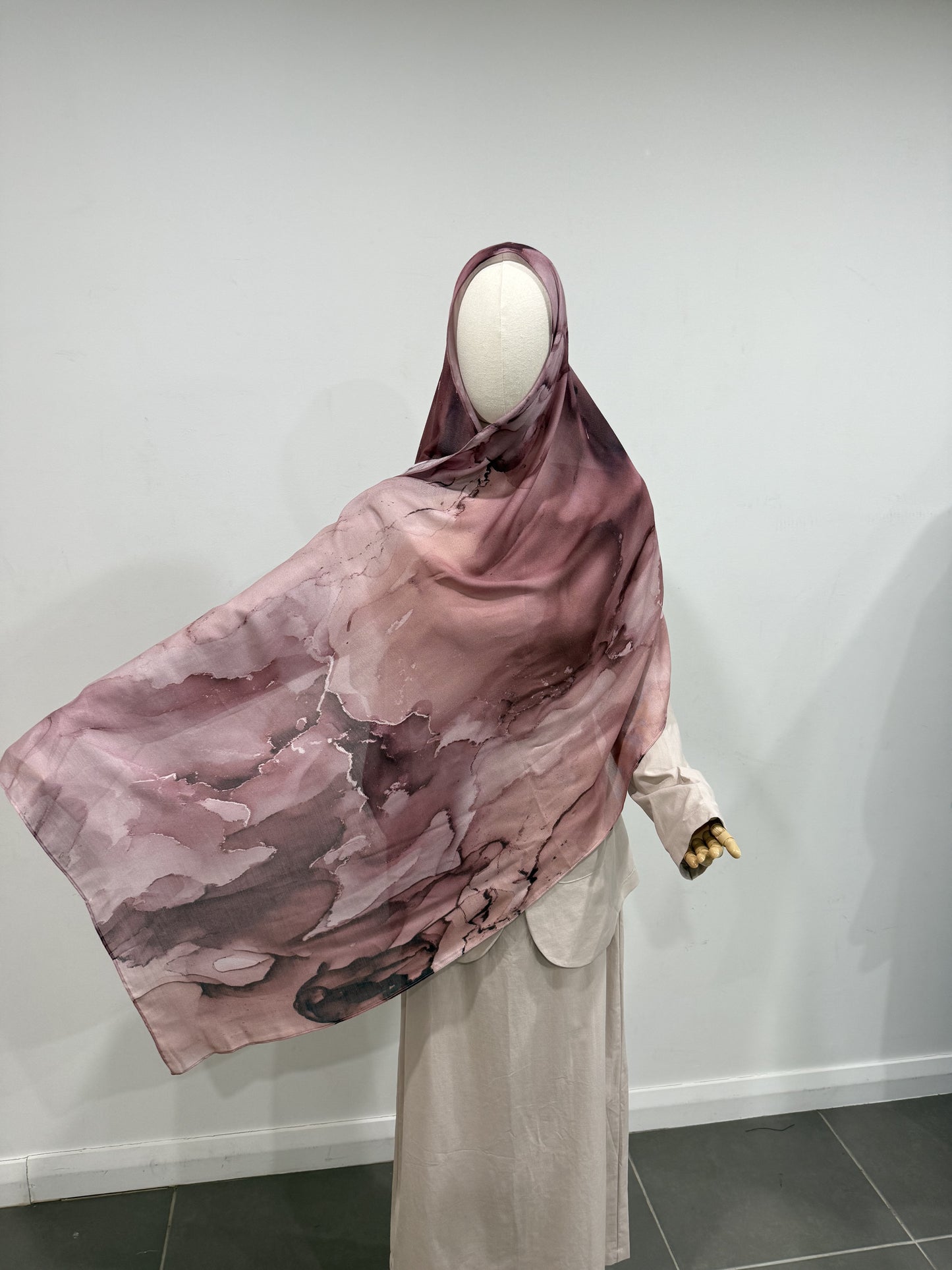 Luxe Print Modal Hijab - Rose Fusion